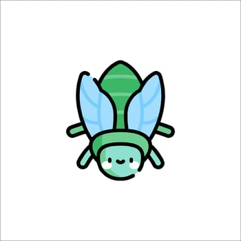 A cartoon bug with a green and blue wings vector