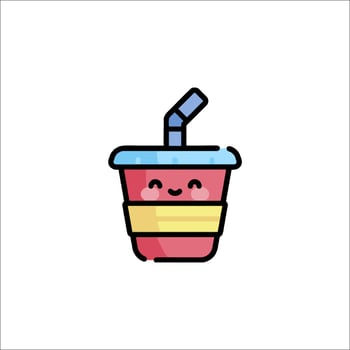 A cute cup with a straw and a smiley face vector