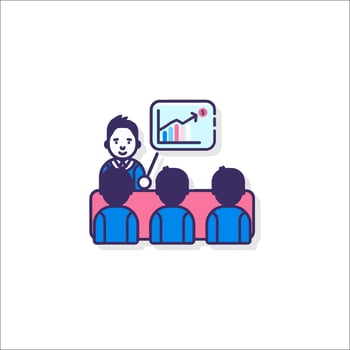 A man is giving a presentation to a group of people vector