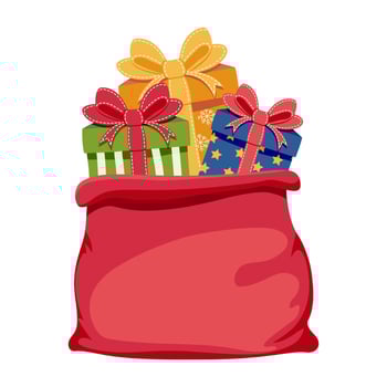 Bag of Christmas Gifts with Wrapped Presents and Bows. Holiday Gift Sack Illustration for Festive Celebrations. vector