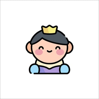 A cartoon character with a crown on her head vector
