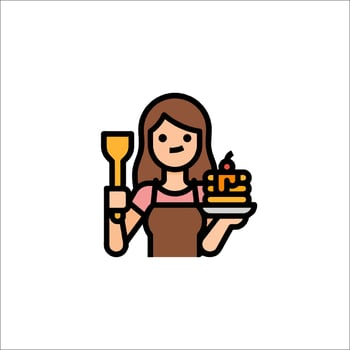 A woman holding a cake and a spatula vector