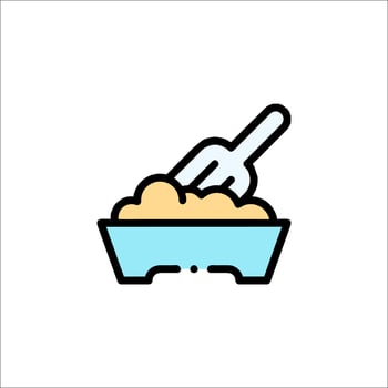 A bowl with food in it and a spoon vector