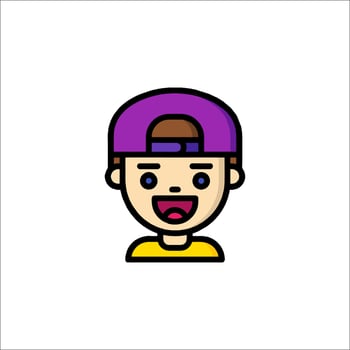 A cartoon character with a purple hat on his head vector