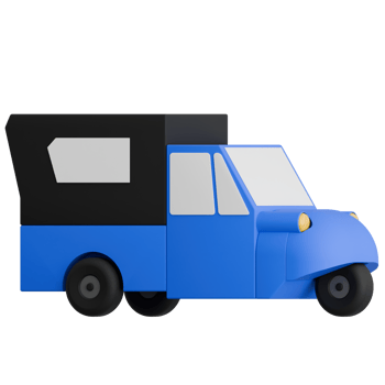3D Render of typical Indonesian transportation Blue Bemo Side View png