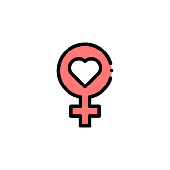 A female symbol with a heart in the middle vector