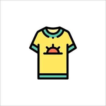 A yellow t - shirt with a sun on it vector