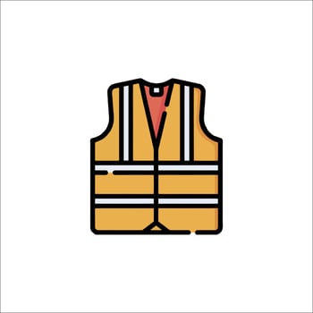 A yellow vest with a red stripe on the front vector