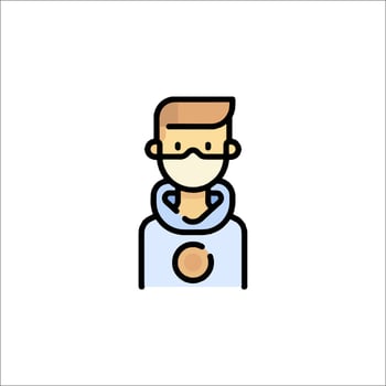 A man wearing a mask and holding a heart vector