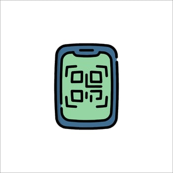 A phone with a qr code on it vector
