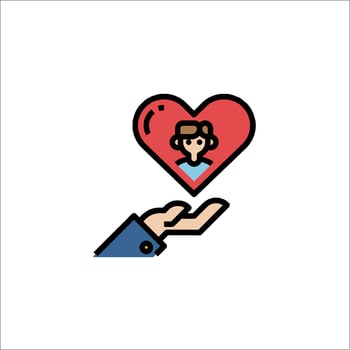 A hand holding a heart with a woman inside vector
