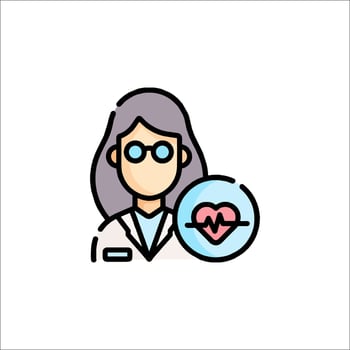 A woman in a lab coat holding a heart vector