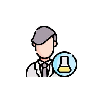 A man in a lab coat holding a test tube vector