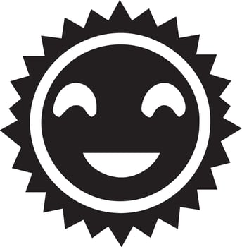 A smiling sun icon on a white background vector