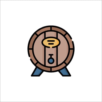 A wooden barrel icon on a white background vector
