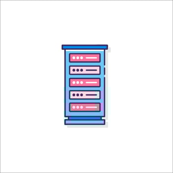 A server rack with four drawers on it vector