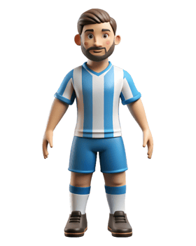 3D Cartoon Soccer Player In Blue And White Uniform png