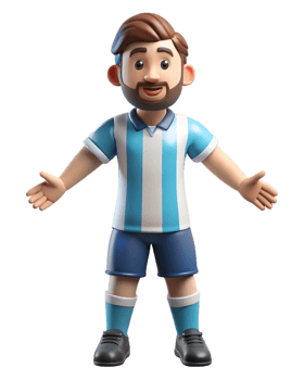 3D Cartoon Soccer Player In Blue And White Uniform png