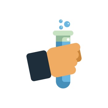 Scientist hand holding test tube experimenting new chemical formula vector