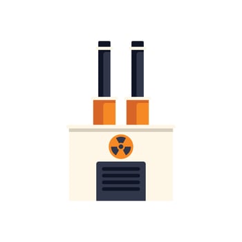 Nuclear power plant emitting smoke through two chimneys vector