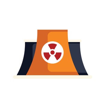 Nuclear power plant cooling tower emitting harmful radiation symbol icon vector