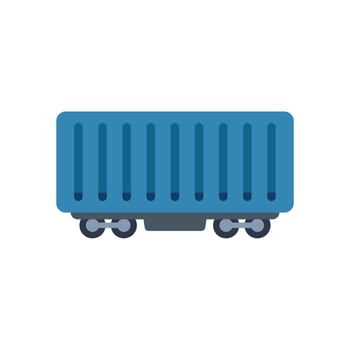 Blue cargo container train car carrying freight on railroad tracks vector