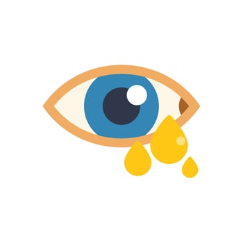 Human eye crying yellow tears minimalist illustration vector