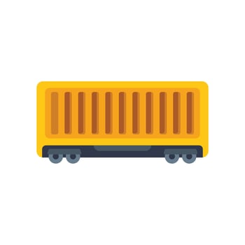 Yellow cargo container train waggon standing on rails vector