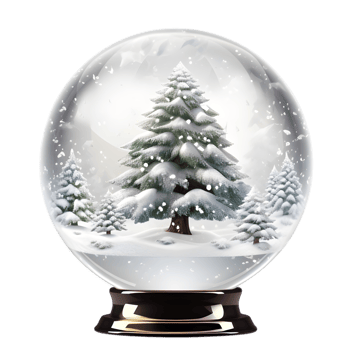 Crystal snow globe with winter scene png