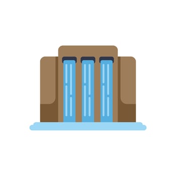 Hydroelectric power plant generating clean energy from water flow vector