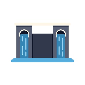 Hydroelectric power plant generating electricity from water flowing vector