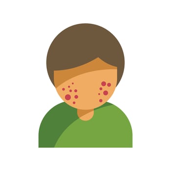 Young man having chickenpox suffering from skin rash vector