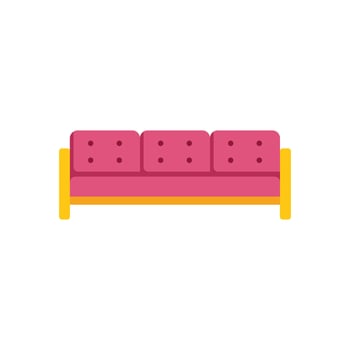 Comfortable pink sofa with wooden legs standing on white background vector