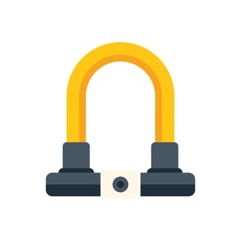 Yellow bicycle u lock protecting bike from theft vector