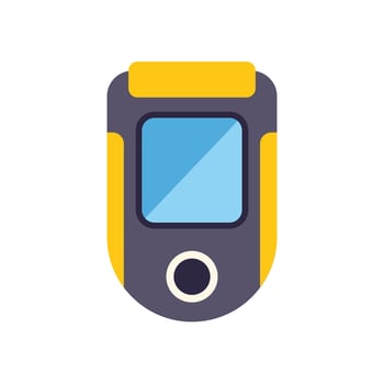 Old mobile phone featuring small screen and single button vector
