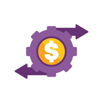 Gear converting money increasing profits with financial process vector