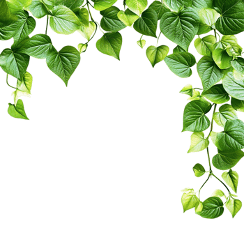 Green Leaves Border on transparent background png