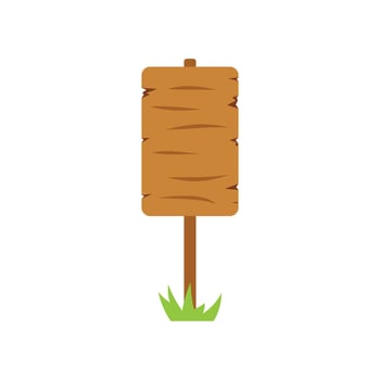Wooden sign standing on grass with white background vector