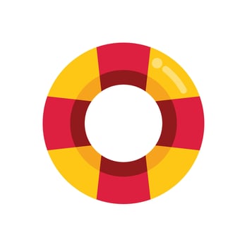 Red and yellow inflatable ring floating on water for safety vector