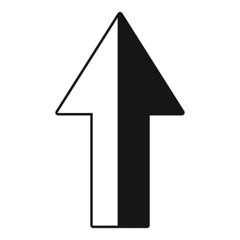 Black and white up arrow pointing upwards vector