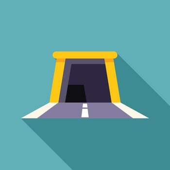 Road entering a dark tunnel with yellow frame vector