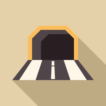 Road leading into dark tunnel minimalist illustration vector