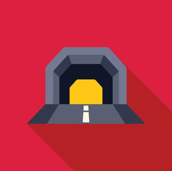 Road tunnel leading to bright future on red background vector