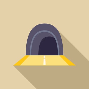 Road leading into dark tunnel entrance with long shadow vector