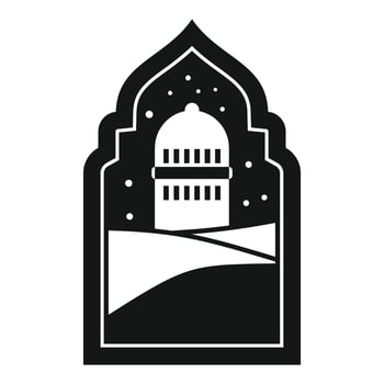 Arabic arch showing minaret and sand dunes in desert night vector