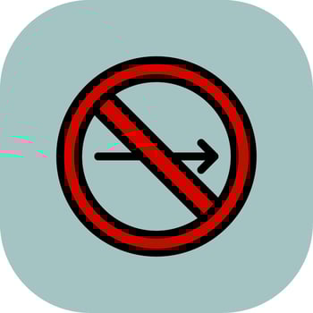 No Turn Right Colorful Icon vector