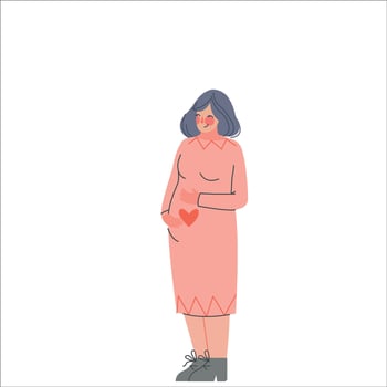 Happy Pregnant Mother Standing and Touching Her Belly Illustration vector