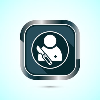 Surgeon surgery icon design illustration, Medical icon sign. Gray Shadow Button Design vector