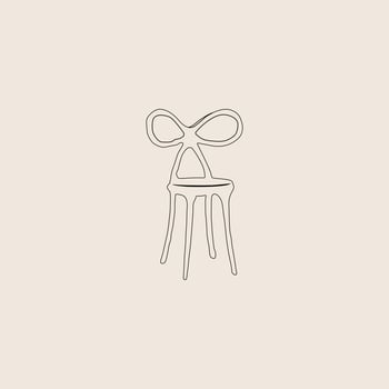 Chair with bow. Abstract chair line art furniture interior logo design with flat graphics. Modern chair sofa furniture. vector