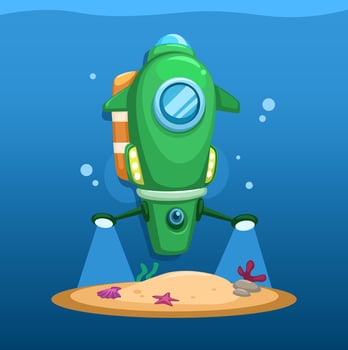 Deep Sea Submarine Observer Cartoon Illustration vector